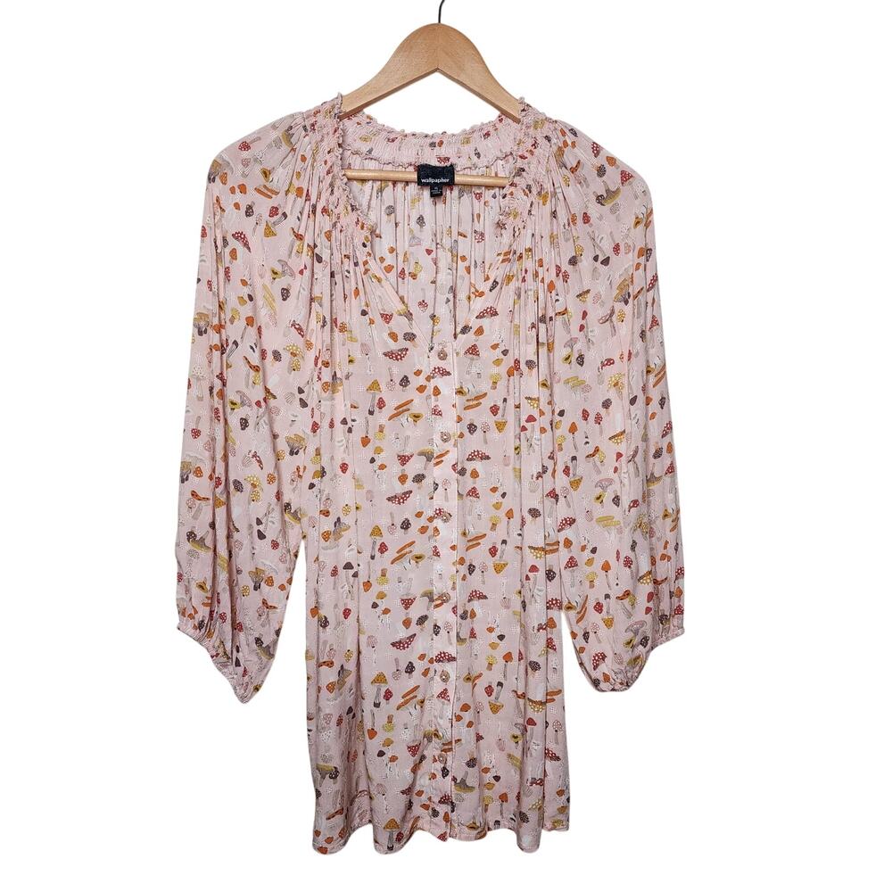 🌻3 for $18 Mushroom Boho Peasant Blouse Wallpapher Women's Size XL